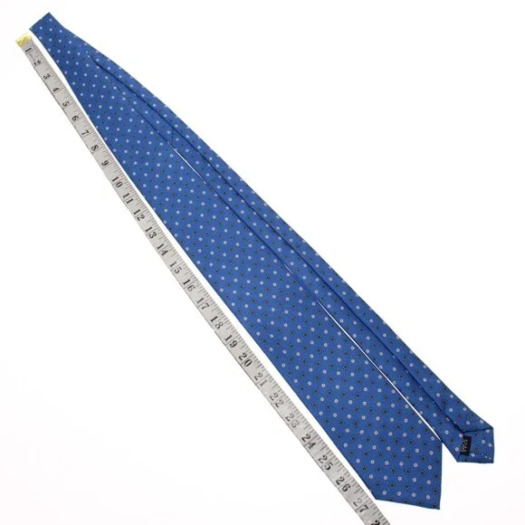 Drake's NWT Neck Tie in Blue with White & Orange Mini Floral Print 100% Silk
